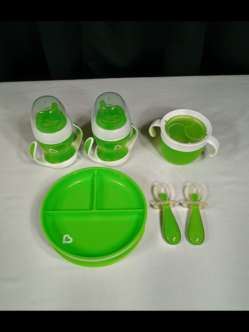 Munchkin Bundle, Toddler Cups, Plate, Spoons, Snack Cup - Green